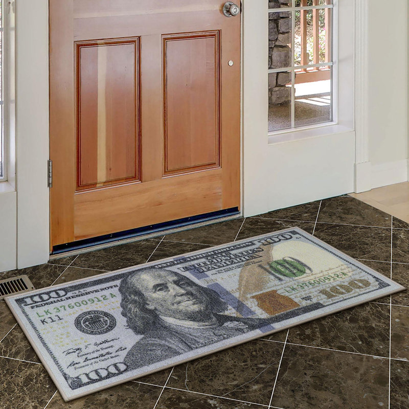 100 Dollar Bill Non-Slip Rubberback Indoor Runner 2024 Rug 22x53